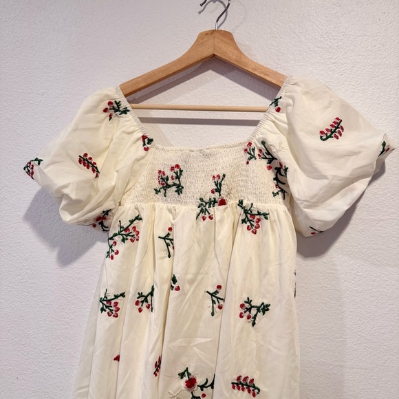 Daisy Street Embroidered Floral Puff Sleeve Babydoll Mini Dress size S - Picture 5 of 10